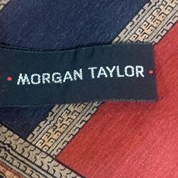 Morgan Taylor Classic Paisley Panel Striped 100% Silk Rectangular Scarf - Picture 4 of 8